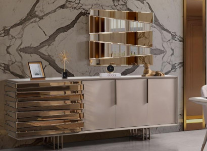 Anrichte Sideboard Kommode Holz Schaf Beige Gold Luxus Wunnzëmmer